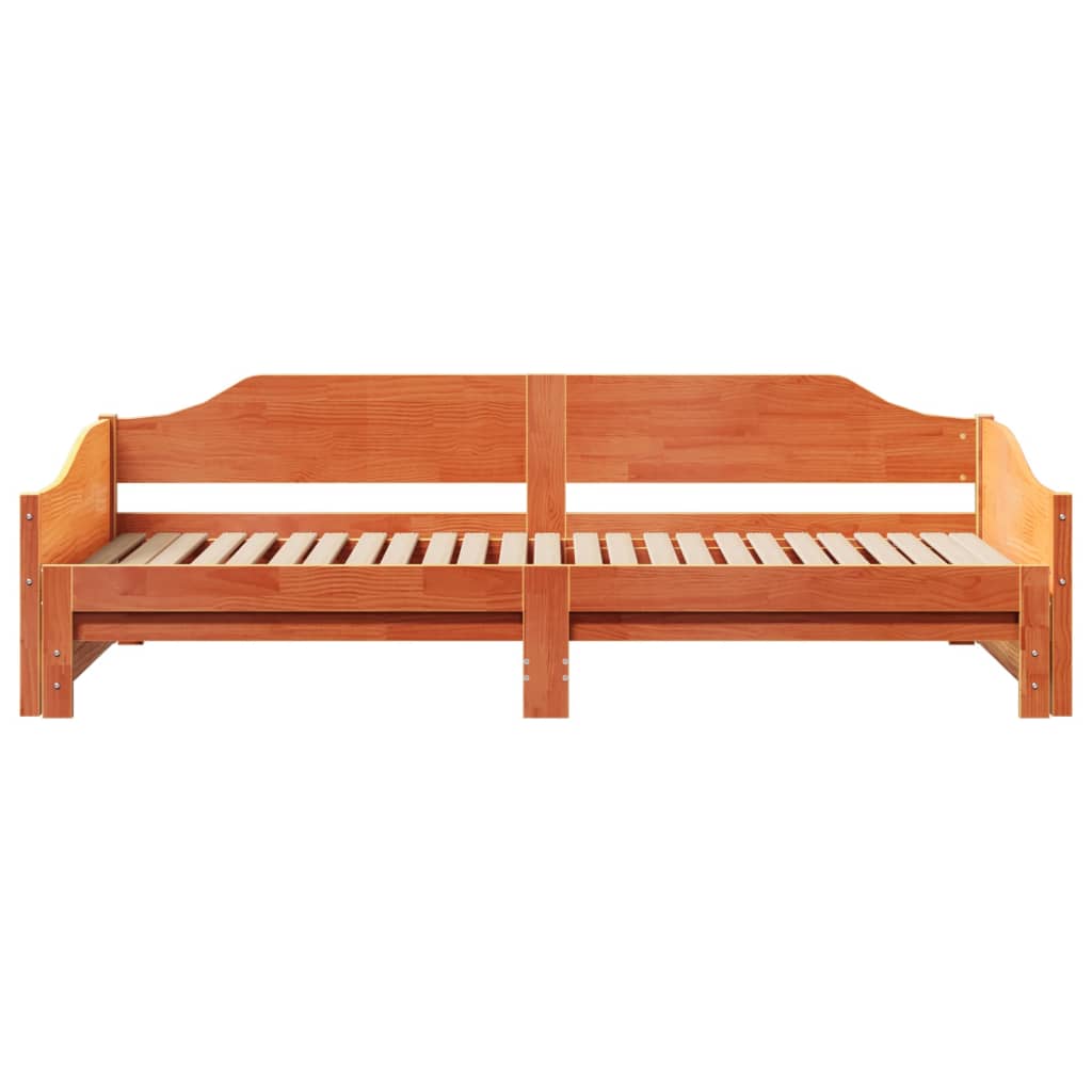 Extendable Daybed in Wax Brown 80 x 200 cm Solid Pine Wood