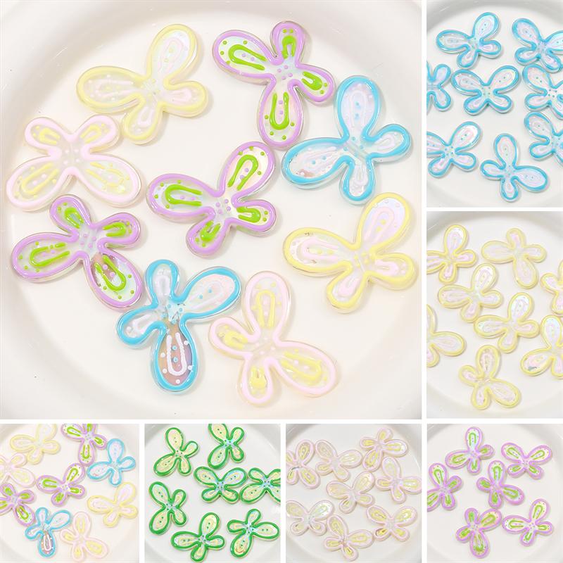 Akrylové ručně vyráběné kapající olejové motýlí korálky pro výrobu šperků DIY Náramek Náhrdelník Náušnice Řetízek na telefon