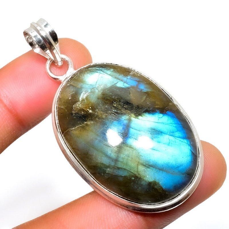 

Ювелирный кулон ручной работы с драгоценным камнем Лабрадорит 925 пробы, посеребренный, 2,08 дюйма