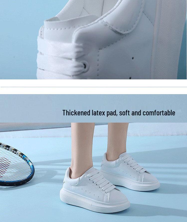 Women's Thick-Soled White Sneakers - Spring/Autumn Style for a Taller Look and Comfort for Long Days