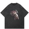 Streetwear Funny Graphic T-Shirt Cotton Washed Black Tshirt Unisex Tops Tees Summer Short Sleeves T Shirt