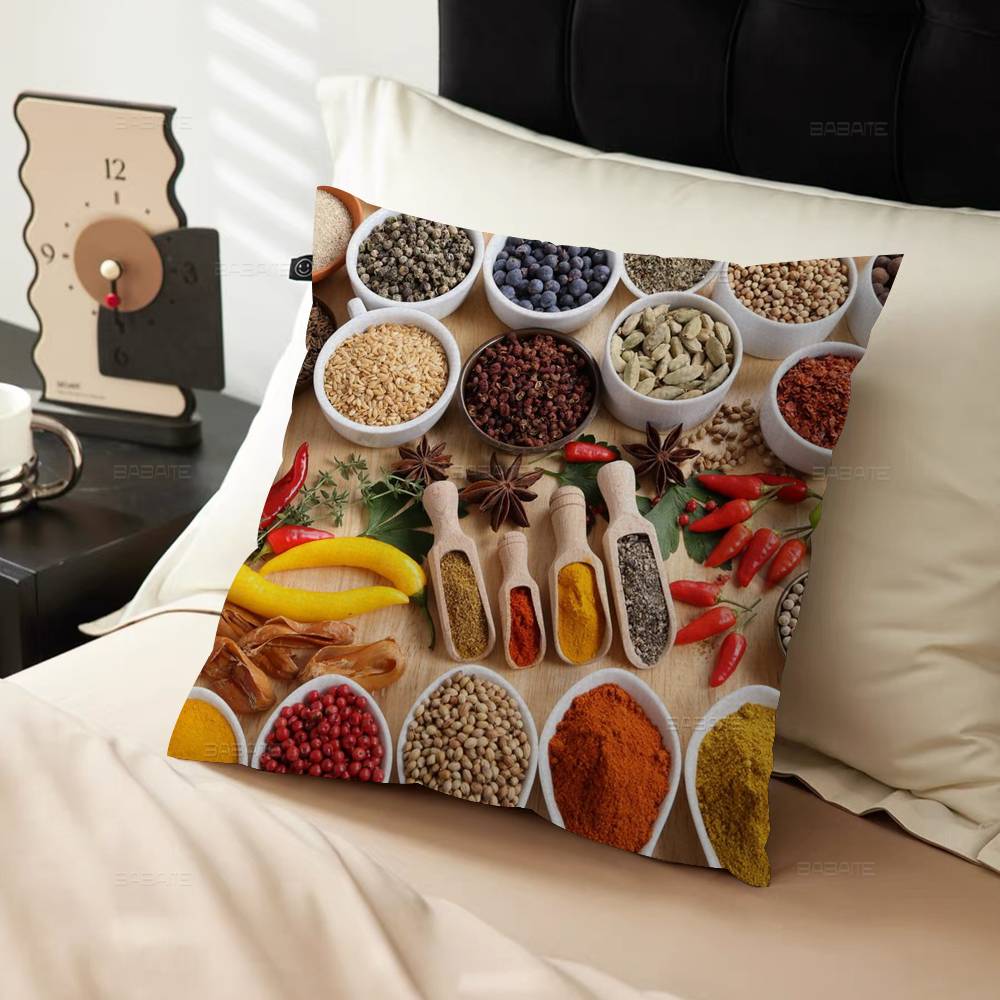 Grains Spices Peppers Cushion Cover Polyester Sofa Cushions Decorative Throw Pillows Home Decoration Pillowcover