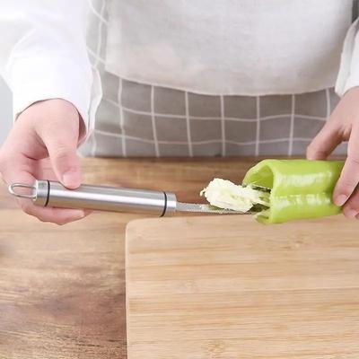 פורס פלפל חלפיניו נירוסטה חדש כלי חיתוך ירקות משונן מסיר זרעים גאדג'טים למטבח גאדג'טים ביתיים