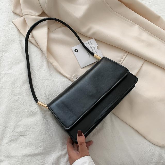 Simple Shoulder Bag For Women PU Leather Armpit Bag Solid Color Lady Handbag Casual Girls Small Square Bag sac