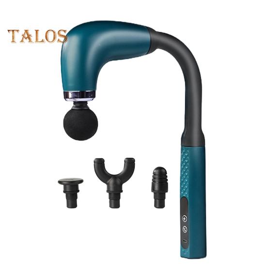 

Беспроводной массажер для мышц с удлинительной ручкой, многорежимный перезаряжаемый ручной перкуссионный массажер для мышц с 4 массажными головками зелёный