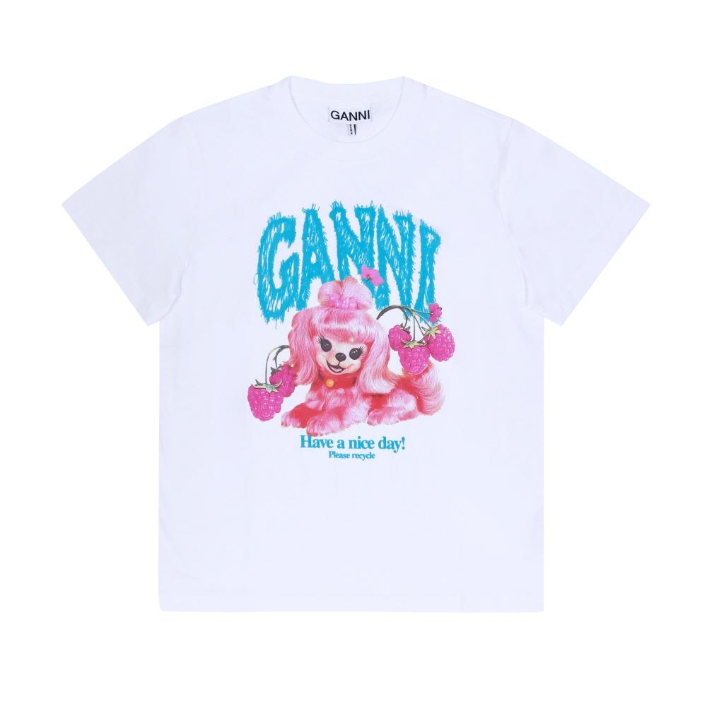 Ganni Women S Pink Dog Logo T ShirT A1050142 A1050142 151 (XS)