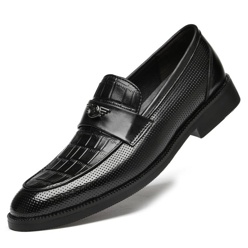 

Spring business dress casual shoes men s first layer cowhide business leather shoes men s round head versatile foot set lazy shoes men 45