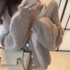 Gentle wind temperament soft waxy knitted cardigan top women's autumn and winter new loose lazy thin sweater jacket