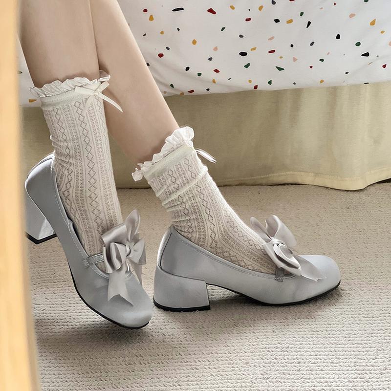 Round Toe Thick Sole JK Lolita Mary Jane Cute Women Pumps Bow Sweet Simple Comfortable Versatile Casual Loafers Single Shoes