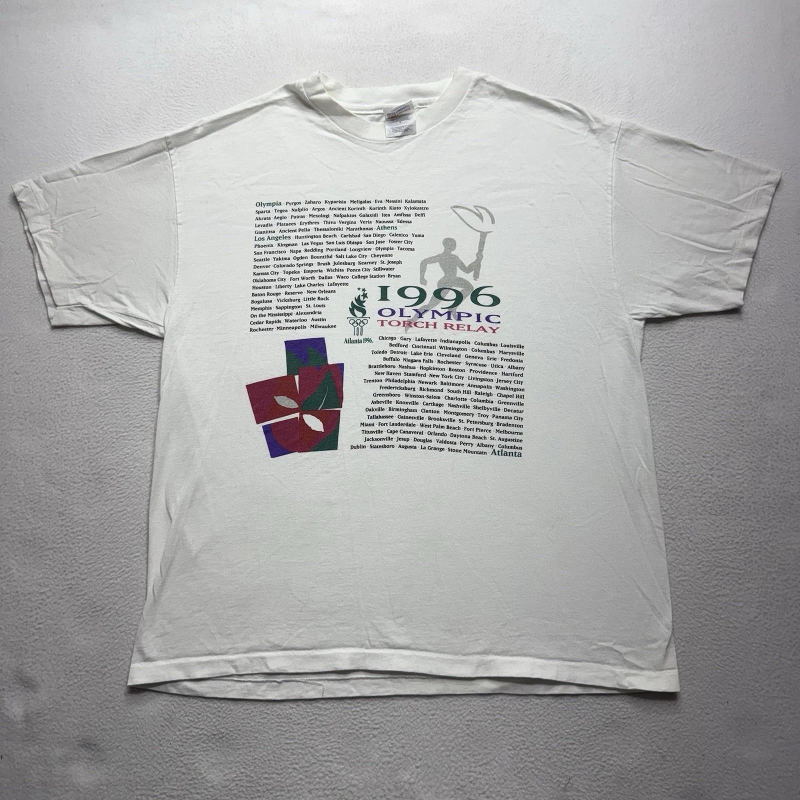 

1996 Atlanta Olympic Torch Relay Beefy T Shirt Single Stitch Official Sz XL 3XL