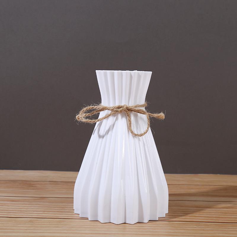 Minimalist Cinched Waist Origami Vase with Hemp Rope Accent for Artificial Flowers