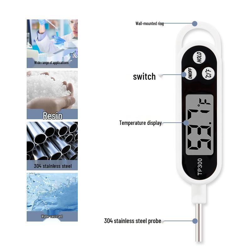 High-Precision Digital Food & Water Thermometer with Pen-Type Probe and Display