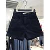 Women's High-Waist A-Line Black Denim Shorts - Summer Thin, Plus Size, Wide-Leg, Slim Fit for Pear-Shaped Bodies