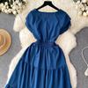 Women's Vintage Hepburn Style Dress Pleated Waist Light Luxury Temperament Swing Long Dress