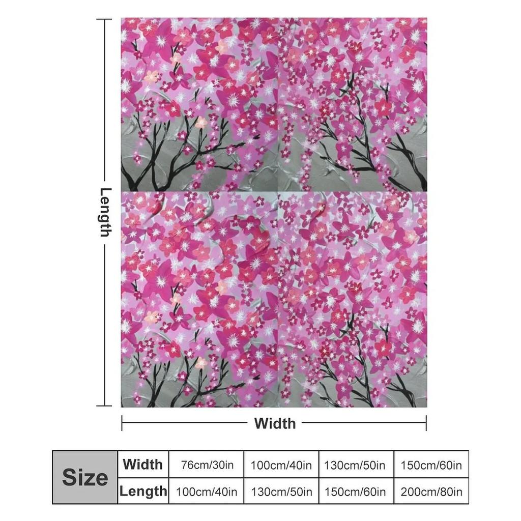 Pink Cherry Blossom Fantasy Throw Blanket Fluffy Cozy Throw Blanket For Home Decor
