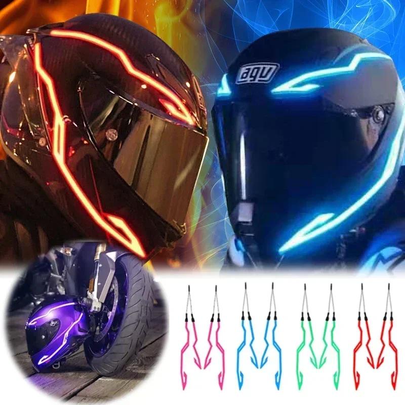 NEW Motorcycle Bike Waterproof LED Cold Light 4-in-1Helmet Strip EL Sticker Warning Lights Motorcycle Night Riding Accessories