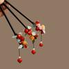 1pc Vintage Chinese Hair Sticks: Wooden with Colorful Beads,Flowers & LeavesAdd Elegant Oriental Charm to Traditional Outfits