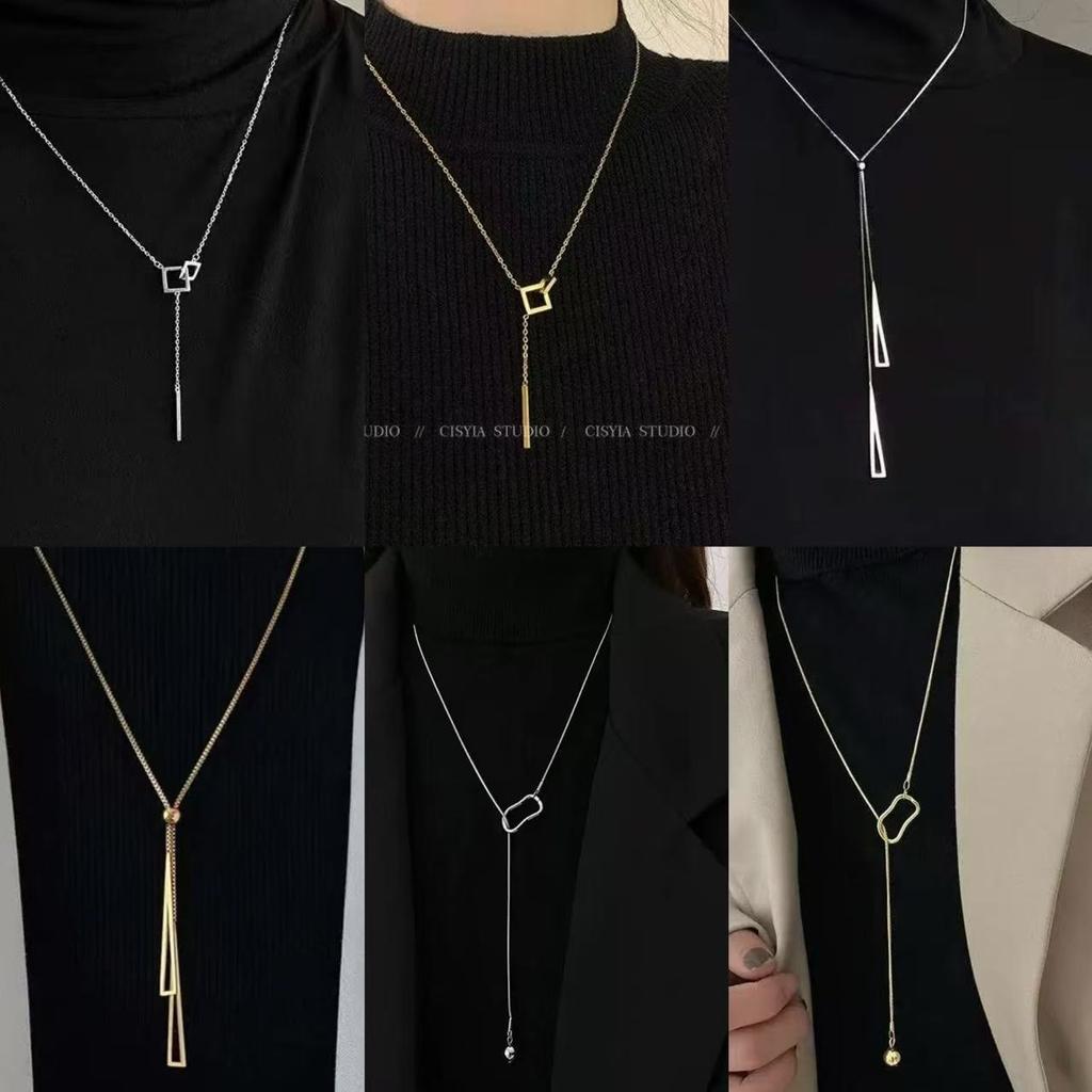 Autumn and winter sweater chain does not fade long high-end sense versatile light luxury niche double-layer necklace pendant simple