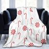 Traditional-Style Christmas Candy Cane Flannel Throw Blanket, 100% Polyester, Digital Print, Stain Resistant, All-Season Cozy Wa