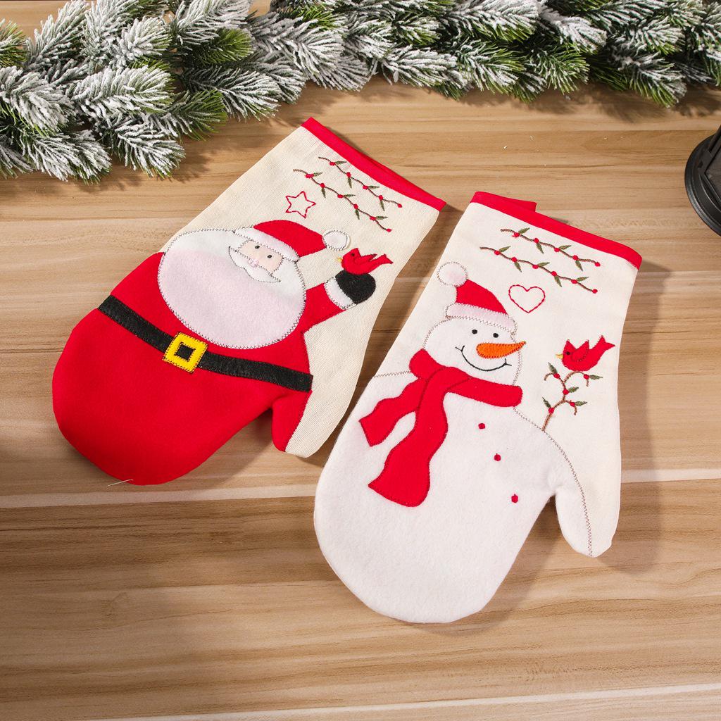 Grenzüberschreitendes Weihnachts-Schneemann-Tischset und Topfhandschuh-Set