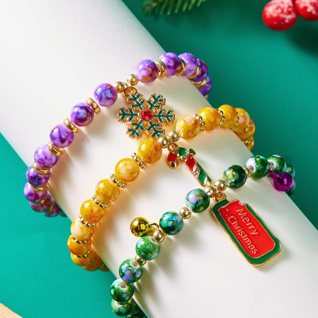 New Bracelet 3 Pairs/Pack Christmas Christmas Tree Old Snowman Beaded Combination Bracelet