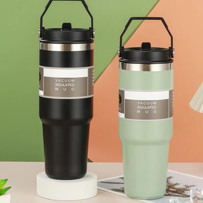 Tragbarer Thermobecher zum Mitnehmen, Becher mit hoher Kapazität, Thermoskanne für heißen Kaffee, Wasserflasche für das Fitnessstudio, isolierter Edelstahl-Tumbler