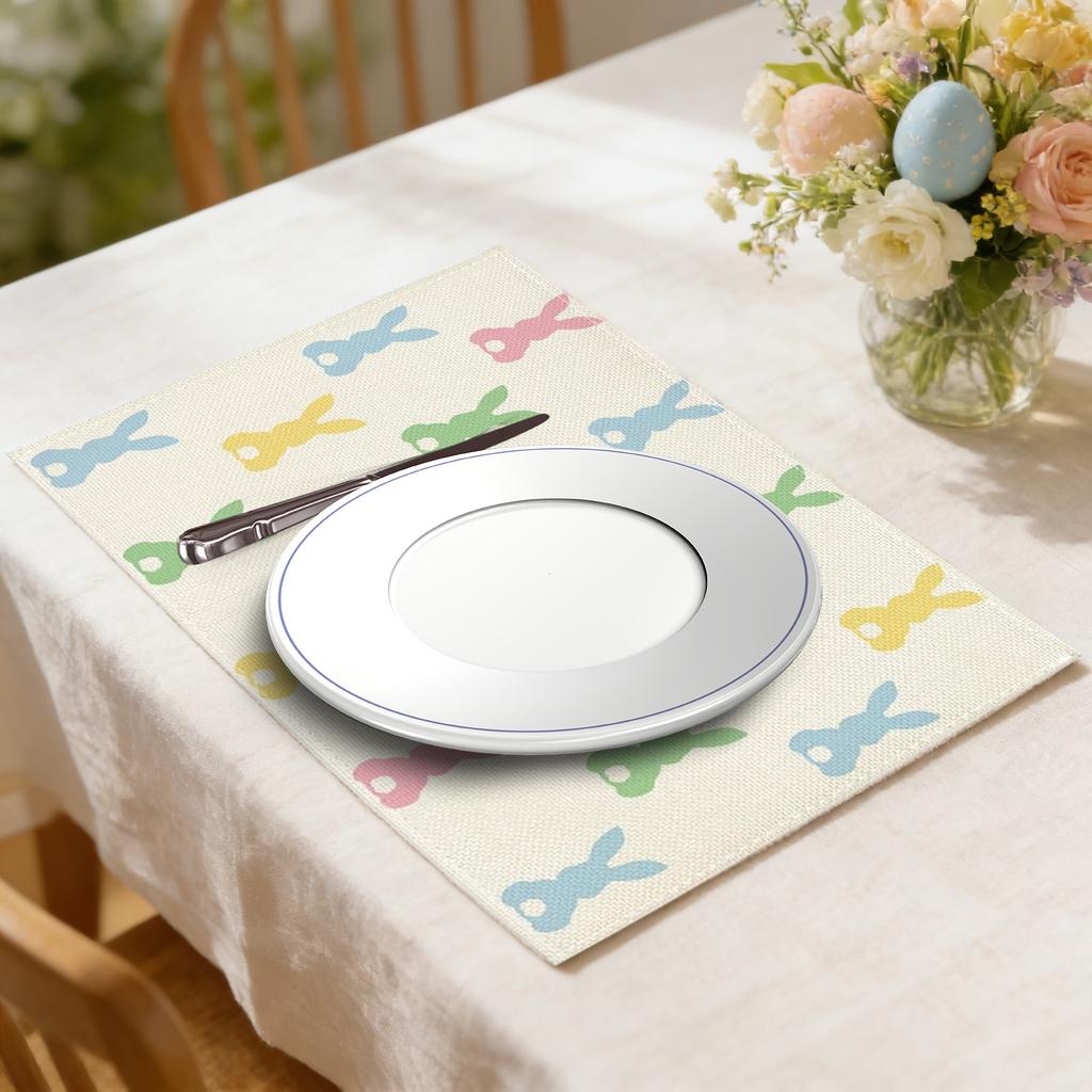 Easter Placemat 1812in, Bunny Pattern, Spring Holiday , Indoor Placemat, Home Decor.