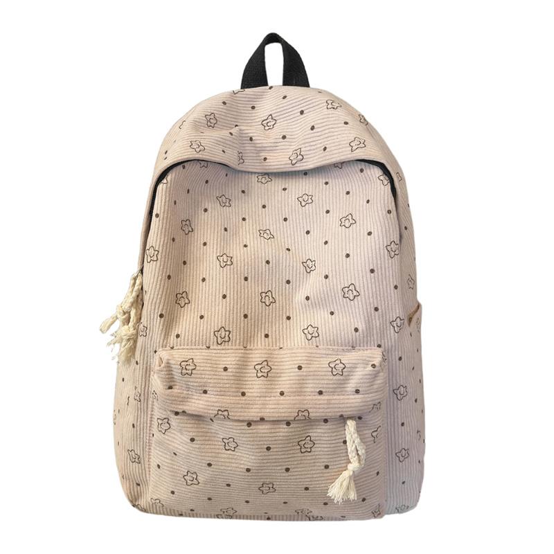 Women's Corduroy Student Schoolbag Printed Backpack