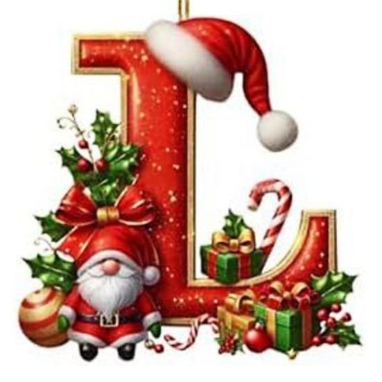 Red Initials Christmas Ornaments 2D Acrylic Personalized Gnomes Monogram Pendant with Santa Hat 26 Letters Christmas Tree Hanging Decoration for Xmas