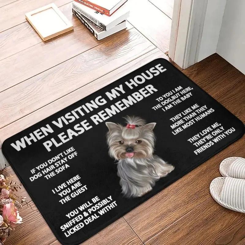 

Visiting My House Please Remember Rottweiler Dog Durable Welcome Front Door Mats Non-Slip Absorbent Rugs Home Decor 40x60cm