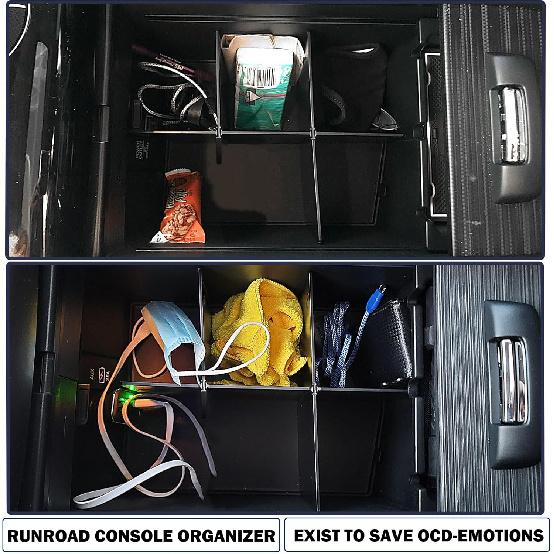 RUNROAD Center Console Organizer Compatible With Honda Pilot (2016-)/ Ridgeline (2017-)/ Passport (-) Accessories, Ert Armrest Dividers ABS Secondary