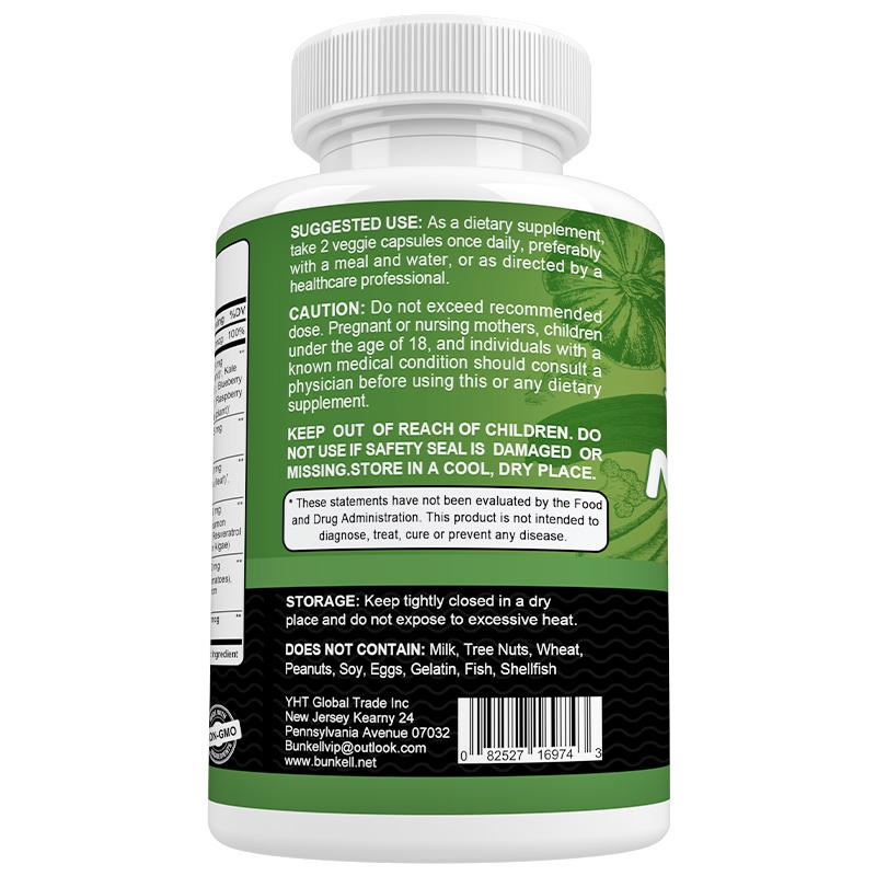 Bunkell Vollwert-Multivitamin-Nahrungsergänzungsmittel, aus Vollwertkost gewonnen, mit Probiotika & Enzymen, 120 Kapseln
