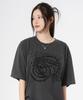 MOZMOZ Planet Oversized Pigment Short Sleeve T-Shirt Charcoal