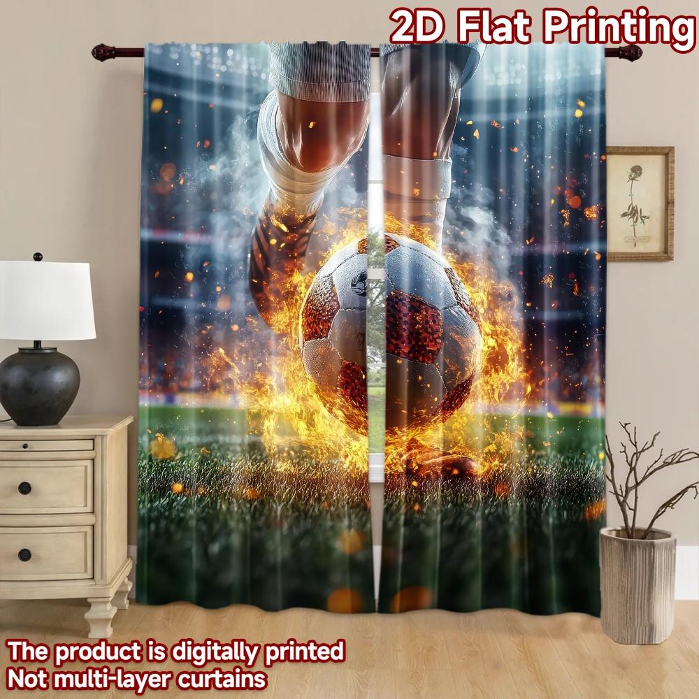 2D flat Photography Backdrop Popular Background cloth Fiery Soccer Kick 100% Polyester Anniversary for Holiday home decor