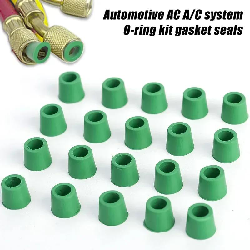 200PCS Rubber Gasket Air Conditioning 1/4Charging Hose Valve Gasket Manifold Repair Seal Kit Replacement Car Accessories