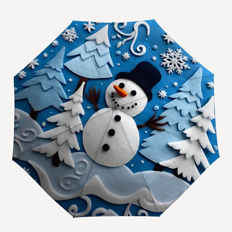 

1pc Winter Snowman Auto Folding Umbrella, Sturdy And Durable Automatic Folding Umbrella with 8 Ribs, Convenient for Outdoor Use113