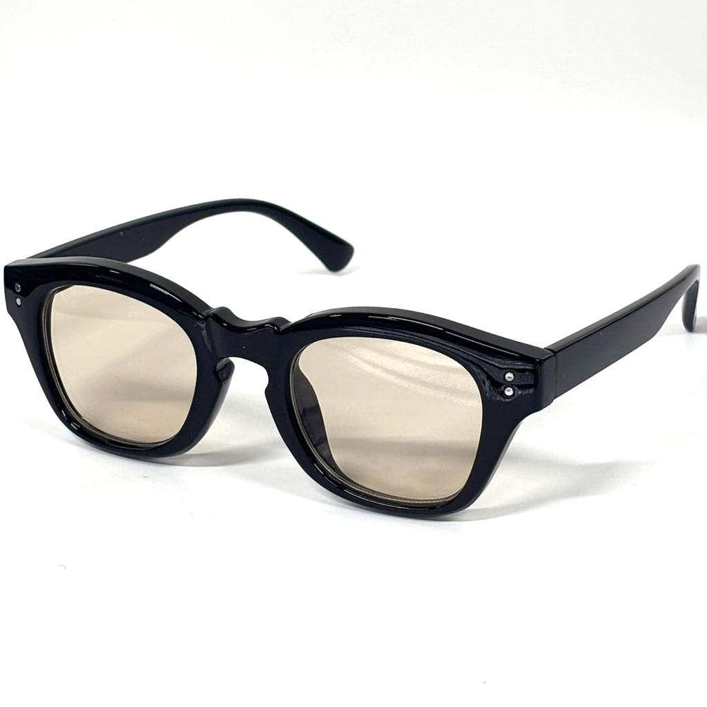 [FashionBerry] Black x Light Brown Big Frame Boston-Style Sunglasses, Fashion Glasses, Clear Lenses, UV Protection, Lightweight, Men's & Women's,