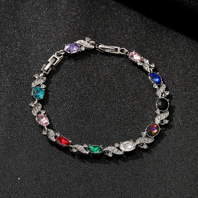 Europäisches und amerikanisches kreuzförmiges farbiges Schmuckstück Zirkon buntes Armband 11 Farben optional Damen