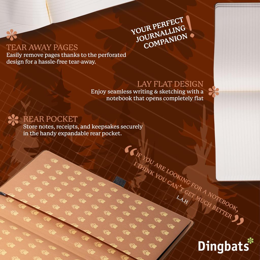 Wild Animals Oversized Dotted Notebook A4 Hardcover PU Leather Journal Ideal for and Business with Elastic Pen and Bookmark Dingbats - - - Work,