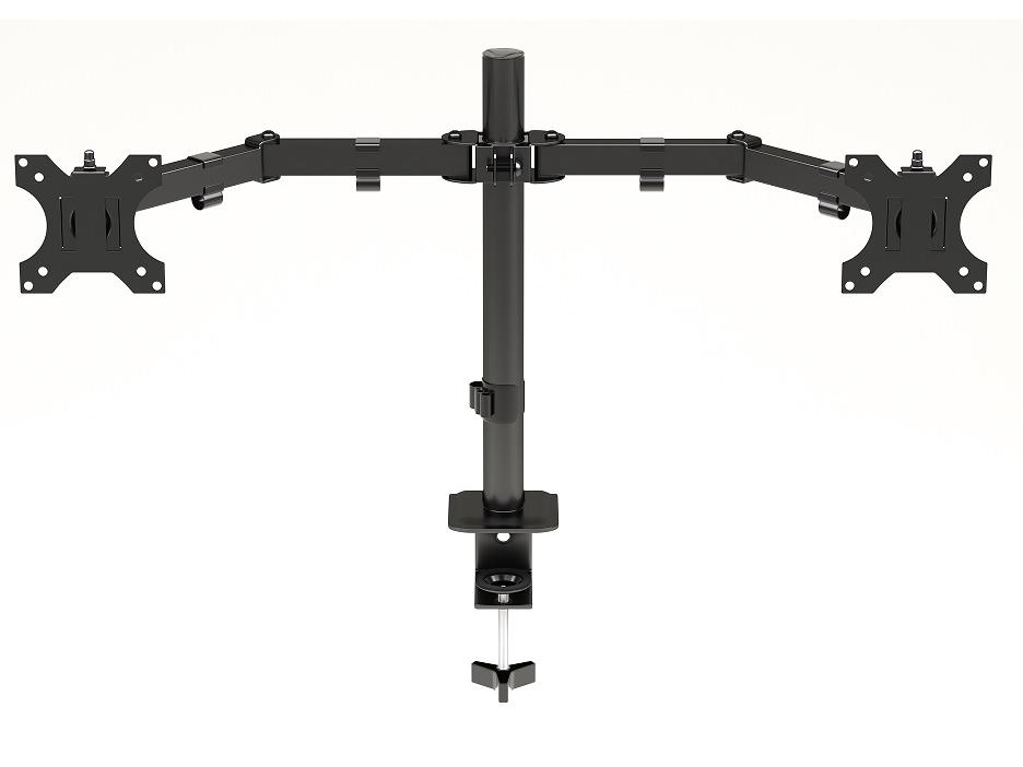 Dual-Arm Retractable Rotatable Monitor Stand Clamp-Type