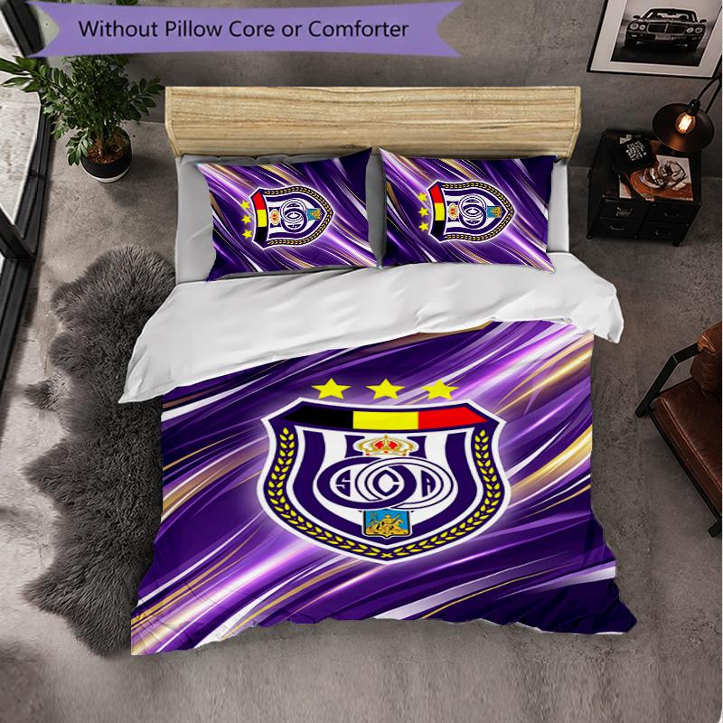 Biancheria da Letto a Tema FC Anderlecht Set 3 Pezzi Copripiumino Biancheria da Letto Decorativa Per Stanza Adolescenti Decorazione Casa