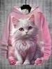 Girls Clothes Hoodies for Kids Cute Cartoon Cat Printed Hoodie Spring Autumn Casual Tops Fashion Sweatshirt Children's Clothing