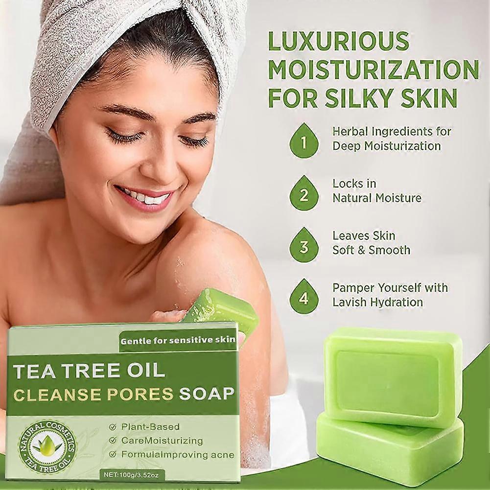 Sapone all'Olio di Tea Tree 100g Detergente Naturale per il Corpo alle Erbe Cura della Pelle Idratante
