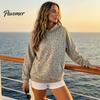 Sweatshirt with Front Pocket Women Leopard Print Hoodie, Oversized Drop Shoulder Hooded Pocket, Hoodie Long Sleeve Loose Casual Pullover Top