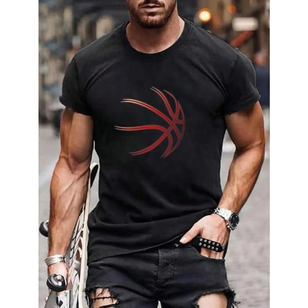 Basketball Print Pattern Design Printed Mans Tshirt Fitting Pattern T-Shirts Leisure Comfort T Shirt Cotton Short Sleeved