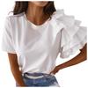 Fashion Women's Summer Ruffle Short Sleeves Round-Neck  Casual Tee Tops