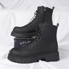 Arbetskängor för män Höst Brittisk stil Retro Rund tå Enfärgade Skor Snörning Gångskor Ridning Långa stövlar