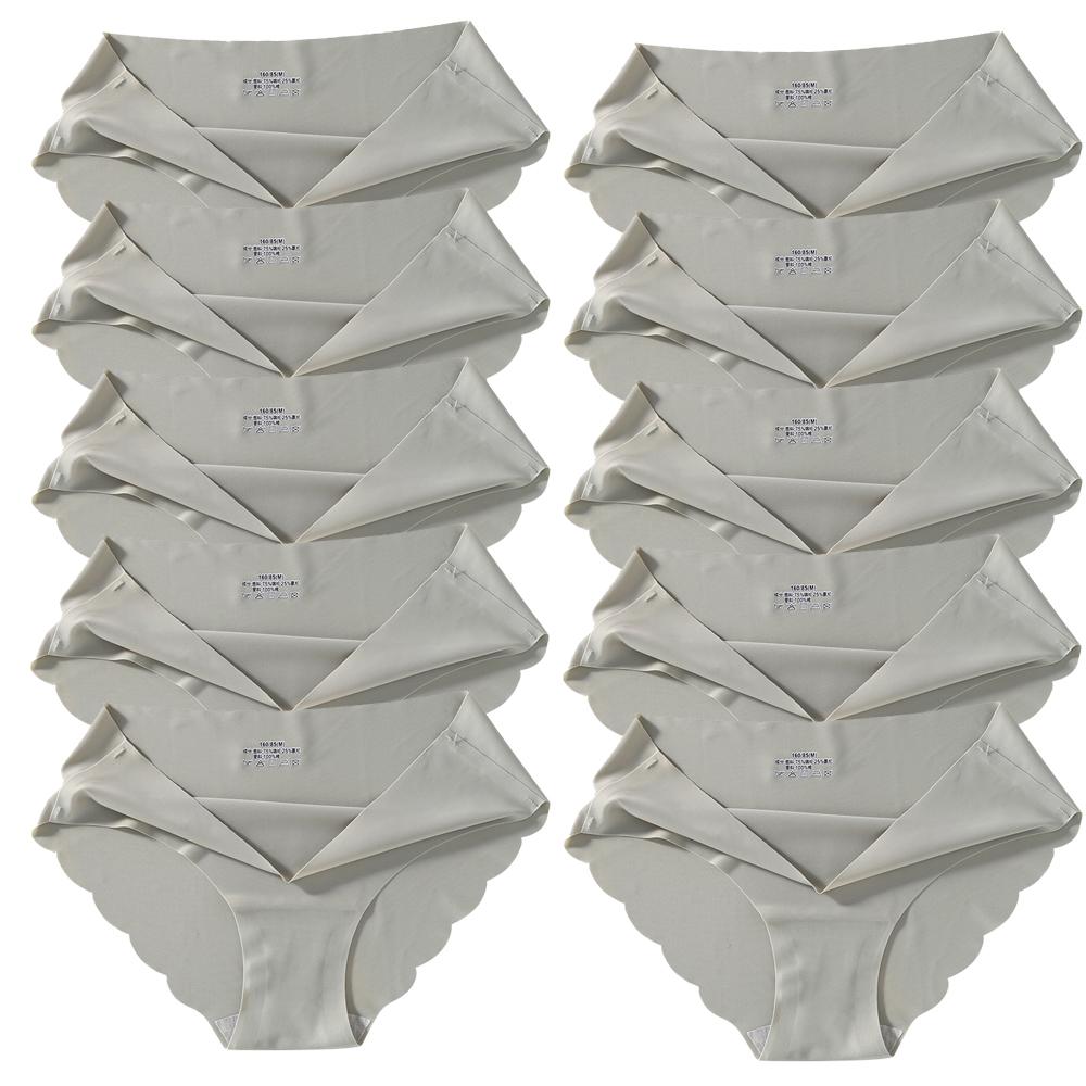 Seamless Silk Panties Women Underwear Sexy Female Underpants Briefs Woman Lingerie Underwear Ice Silk 10 Pcs/Set