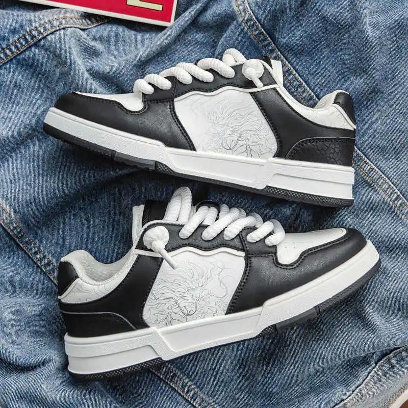 PU Leather Round Nose Boty For Man Casual Men's Summer Brand Sneakers Hand Made Shoes Men Sport Luxo Cute Super Cozy