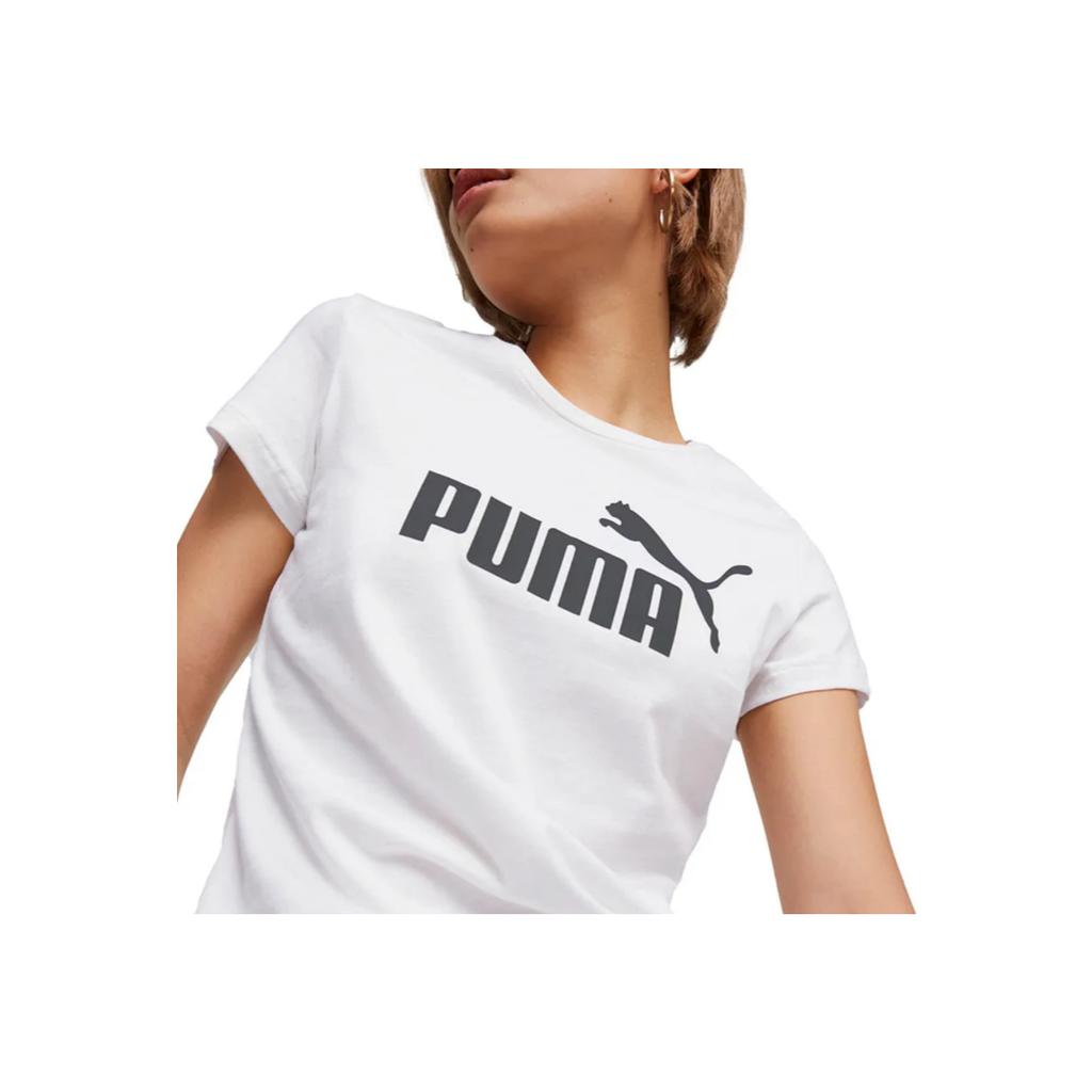 Puma Essentials Logo Casual Round Neck Short Sleeve T-Shirt Women Tops White 586774-02